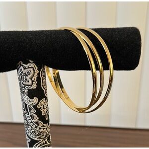 3 Gold-tone Women's Bangles 3”Wide
